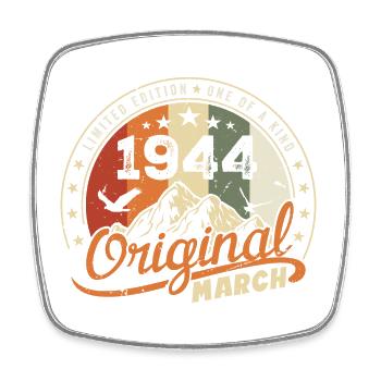 März 1944 Vintage 1944 Retro Geburtstagsgeschenk - Viereckiger Kühlschrankmagnet - Weiß - Vorne