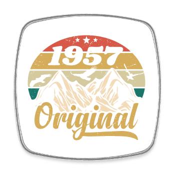 Original 1957 Vintage Geburtstagsgeschenk 1957 - Viereckiger Kühlschrankmagnet - Weiß - Vorne