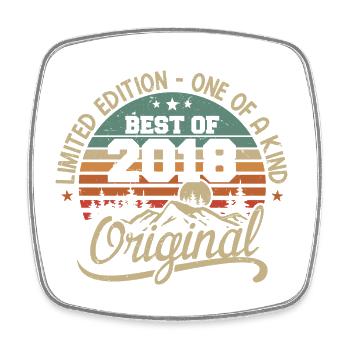 Vintage 2018 Légende - Rétro Cadeau D’anniversaire - Magnet carré - blanc - Devant