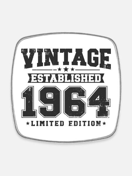 Vintage 1964 Jahrgang geboren Geburtstag Geschenk - Viereckiger Kühlschrankmagnet - Weiß