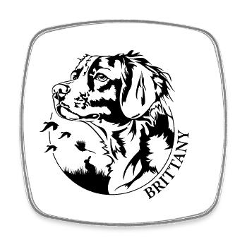 Bretagne Chien de chasse Chasseur Chiens de chasse Wilsigns - Magnet carré - blanc - Devant