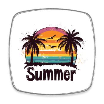 Été Plage Mer Palmiers Vacances Vintage Rétro - Magnet carré - blanc - Devant