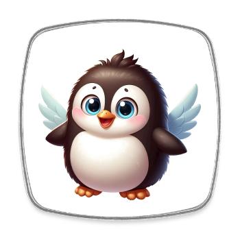 Süßer Pinguin Engel Cartoon Blaue Augen - Viereckiger Kühlschrankmagnet - Weiß - Vorne