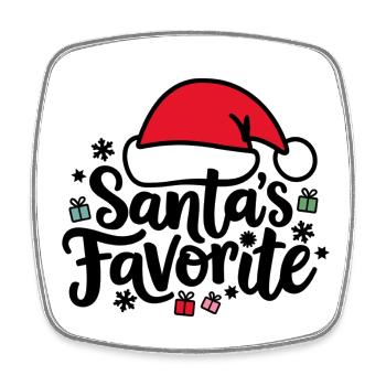 Santas Favorite – Weihnachtsmann-Mütze - Viereckiger Kühlschrankmagnet - Weiß - Vorne
