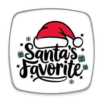 Santas Favorite – Weihnachtsmann-Mütze - Viereckiger Kühlschrankmagnet - Weiß - Vorne