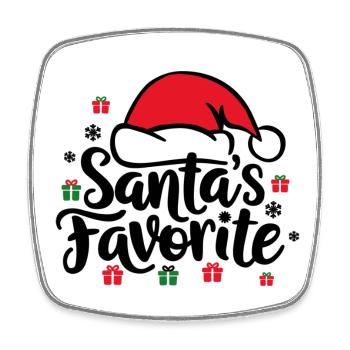 Santa's Favorite Santa Hat - Square fridge magnet - white - Front