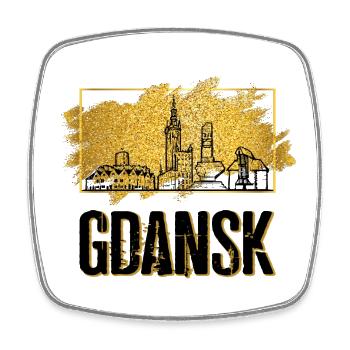 Danzig Gdansk Polen Stadt Skyline Heimat Gold - Viereckiger Kühlschrankmagnet - Weiß - Vorne