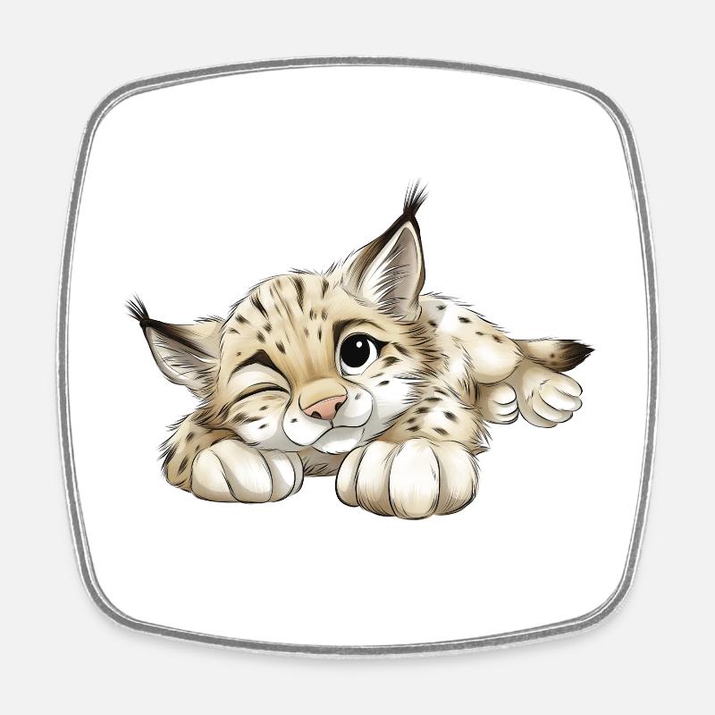 Mignon lynx - Magnet carré - blanc