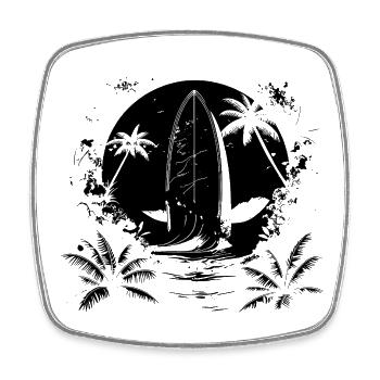 Dessin de surf - Magnet carré - blanc - Devant