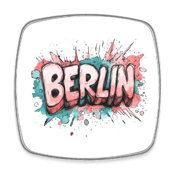 Berlin City Germany Colorful Graffiti Font - Square fridge magnet - white - Front