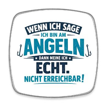 Angeln Ruhemodus – Nicht erreichbar - Viereckiger Kühlschrankmagnet - Weiß - Vorne