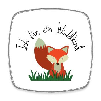 Ich bin ein Waldkind Fuchs - Viereckiger Kühlschrankmagnet - Weiß - Vorne