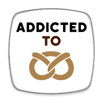 Addicted to pretzel (Brezel) - Viereckiger Kühlschrankmagnet - Weiß - Vorne