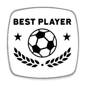 Best player (Fußball, Sterne, Lorbeerkranz) - Viereckiger Kühlschrankmagnet - Weiß - Vorne
