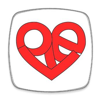 Love im Herz - Viereckiger Kühlschrankmagnet - Weiß - Vorne