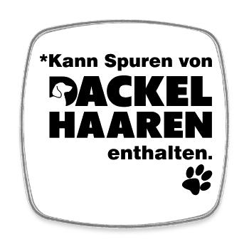 Kann Spuren von Dackelhaaren enthalten - Viereckiger Kühlschrankmagnet - Weiß - Vorne