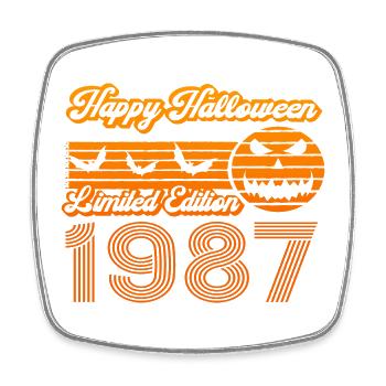 Halloween Kürbis Geburtstag Baujahr 1987 Vintage - Viereckiger Kühlschrankmagnet - Weiß - Vorne
