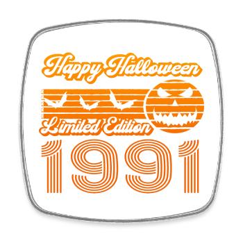 Halloween Pumpkin Birthday Year of Construction 1991 Vintage - Square fridge magnet - white - Front