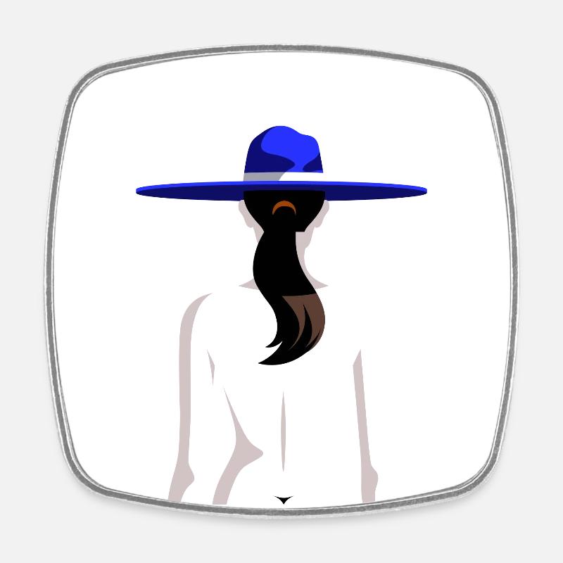 Frau mit Sombrero - Viereckiger Kühlschrankmagnet - Weiß