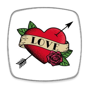 Heart Tattoo Love - Square fridge magnet - white - Front