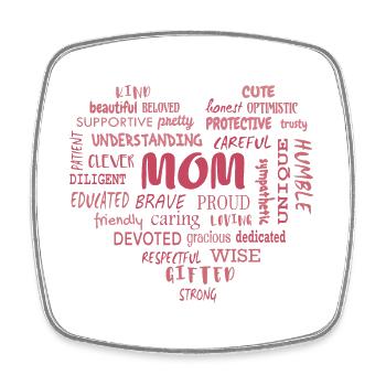 Beste Mutter Qualitäten und Mama Eigenschaften - Viereckiger Kühlschrankmagnet - Weiß - Vorne