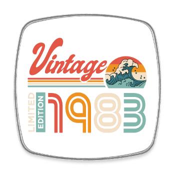 1983 Anniversary Retro Vintage Gift - Square fridge magnet - white - Front