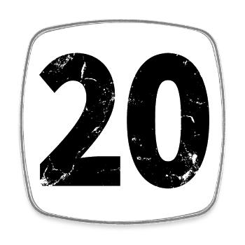 Cool Number 20 - 20 Years Old 20th Birthday Gift - Square fridge magnet - white - Front