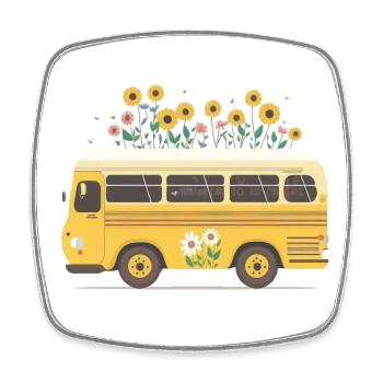 Charming Bus Trip 5 - Square fridge magnet - white - Front
