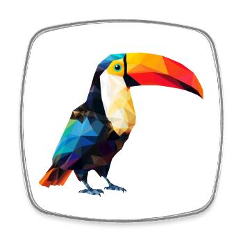 Geometric Toucan: Polygon Art in Paradise - Square fridge magnet - white - Front