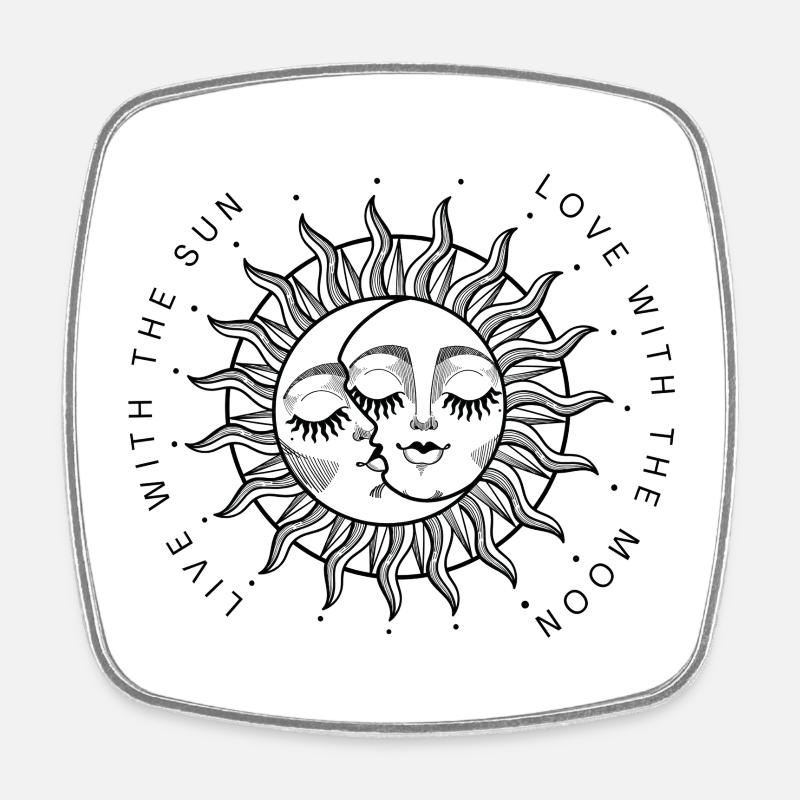 Sun, Moon, Stars - Square fridge magnet - white