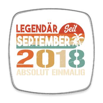 2018 September Vintage Geburtstagsgeschenk 2018 - Viereckiger Kühlschrankmagnet - Weiß - Vorne