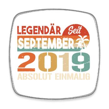 2019 September Vintage Geburtstagsgeschenk 2019 - Viereckiger Kühlschrankmagnet - Weiß - Vorne