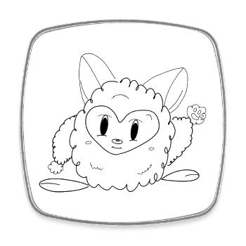 Little Monster Bobo - Viereckiger Kühlschrankmagnet - Weiß - Vorne