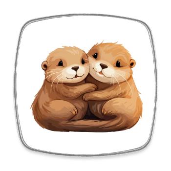 Loutre Amour Étreindre Se Tenir La Main Câlin - Magnet carré - blanc - Devant