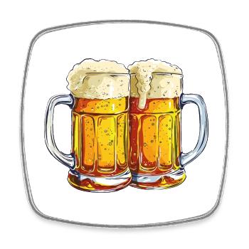 Bierkrug Bierkrüge Biergläser Bier Saufen Alkohol - Viereckiger Kühlschrankmagnet - Weiß - Vorne