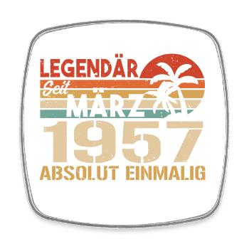 Legendary since March 1957 - absolutely unique - Square fridge magnet - white - Front