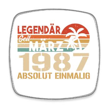 Legendary since March 1987 - absolutely unique - Square fridge magnet - white - Front