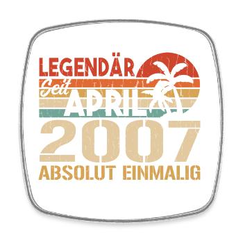 Geboren im April 2007 Lustiger Geburtstag Retro - Viereckiger Kühlschrankmagnet - Weiß - Vorne