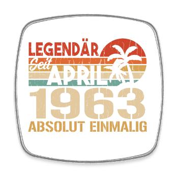 Geboren im April 1963 Lustiger Geburtstag Retro - Viereckiger Kühlschrankmagnet - Weiß - Vorne
