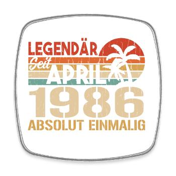Né en avril 1986 Anniversaire drôle rétro - Magnet carré - blanc - Devant