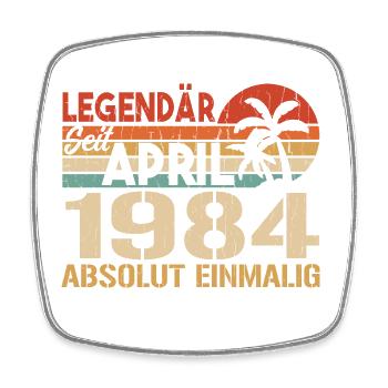 Geboren im April 1984 Lustiger Geburtstag Retro - Viereckiger Kühlschrankmagnet - Weiß - Vorne