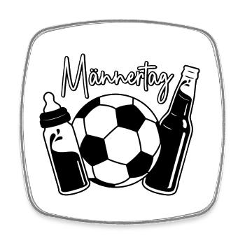 Vatertag Fußball Papa Sohn Baby Flasche Männertag - Viereckiger Kühlschrankmagnet - Weiß - Vorne