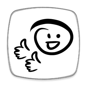 Well done! Face smiles two thumbs up. - Square fridge magnet - white - Front