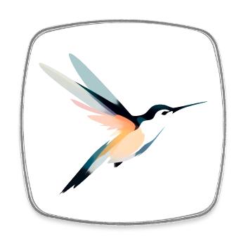 Farbenfroher Kolibri - Viereckiger Kühlschrankmagnet - Weiß - Vorne