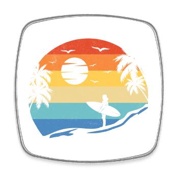 Strand Surfen Surfbrett Vintage Surfer Strand Surfen - Viereckiger Kühlschrankmagnet - Weiß - Vorne