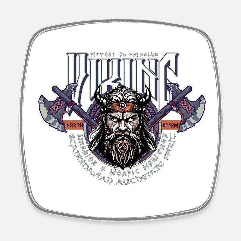 VIKING, VICTORY OR VALHALLA! - Square fridge magnet - white
