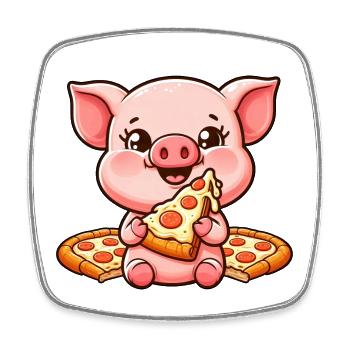 Funny pig on farm pizza pizza lover - Square fridge magnet - white - Front