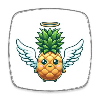 Engel Ananas mit Flügeln Fruchtig - Viereckiger Kühlschrankmagnet - Weiß - Vorne