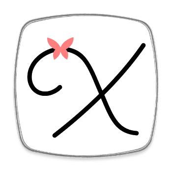 Letter X Butterfly Letter - Square fridge magnet - white - Front