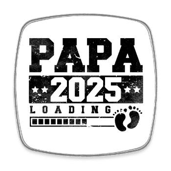 Papa 2025 loading - Viereckiger Kühlschrankmagnet - Weiß - Vorne